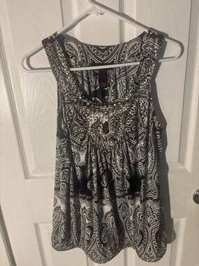 INC Women"s Black and White Sleeveless Top-size 0x